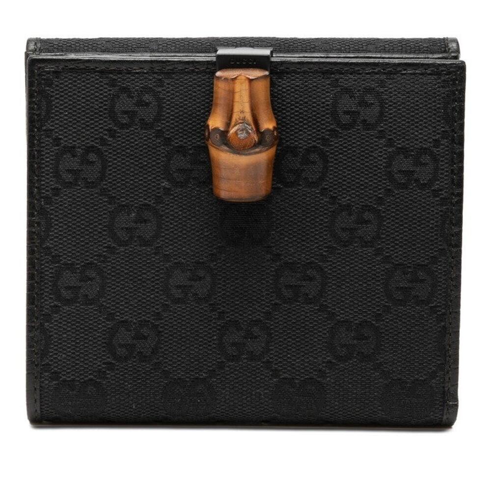Gucci GG Canvas Bamboo Bifold Wallet Black